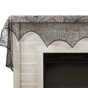 Black Spiderweb Net Scarf Fireplace Spooky Halloween Decorations Holiday 18X96